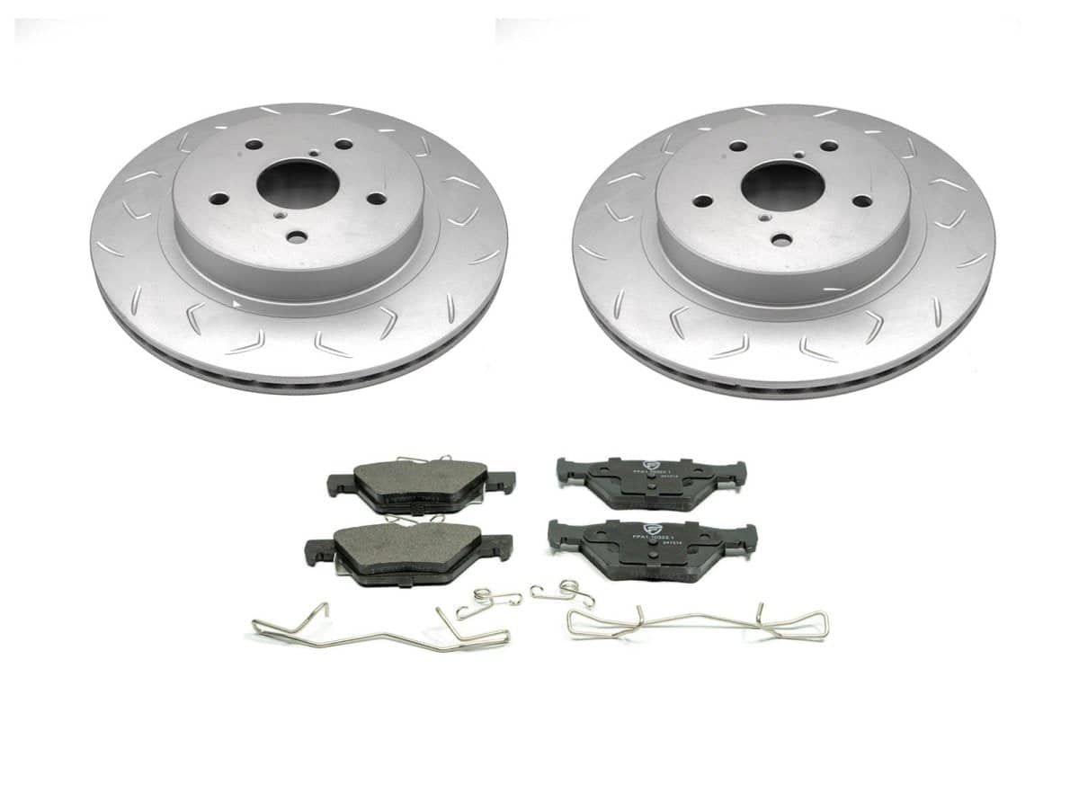 Faction Fab Rear Pad and Slotted Rotor Combo WRX w/ CVT and Steel Caliper