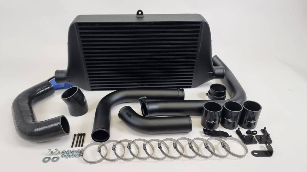 Process West Stage 2 Front Mount Intercooler Kit Black Piping w/ Black Core