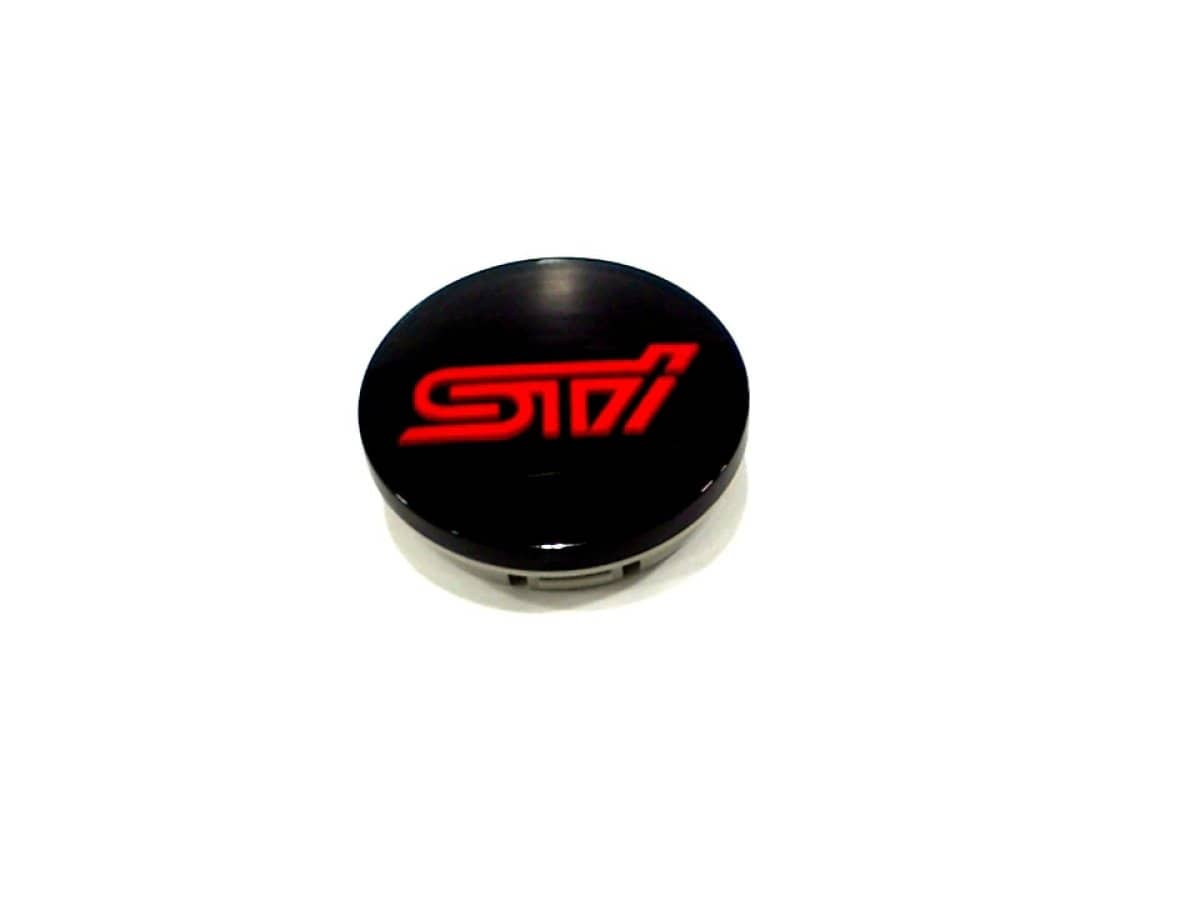 Subaru OEM STI Center Cap Black w/ Cherry Red STI Logo