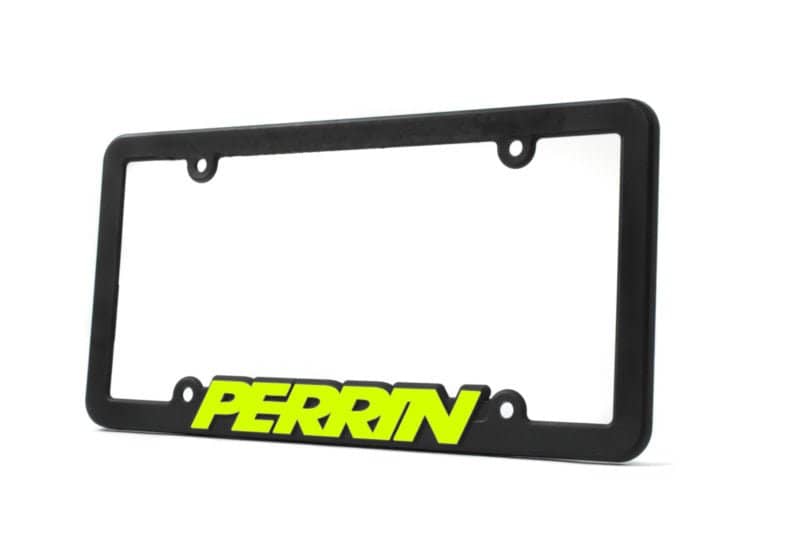 Perrin License Plate Frame Black w/ Neon Yellow Logo Universal