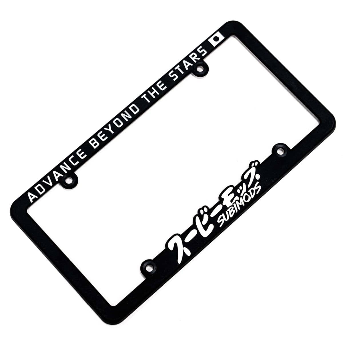 Subimods Official "Advance Beyond The Stars" License Plate Frame w/ Overseas White Logo