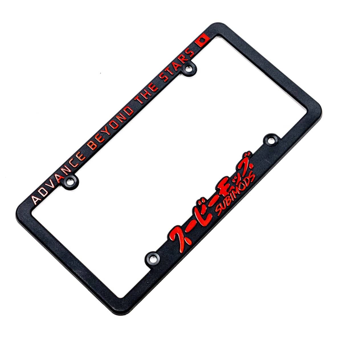 Subimods Official "Advance Beyond The Stars" License Plate Frame w/ Overseas Red Logo