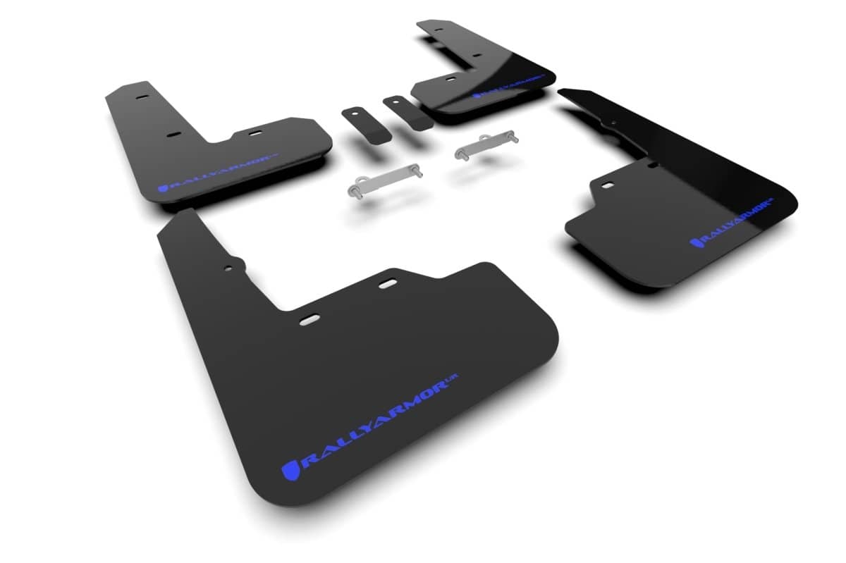 Rally Armor UR Mudflaps Black Urethane Blue Logo