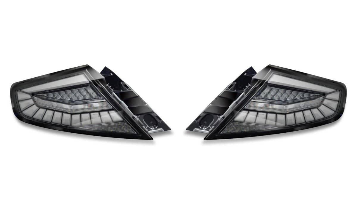 Molded Innovations EvoGlow Series DynamicLume LED Tail Lights Light Smoke Lens w/ Black Base & White Bar
