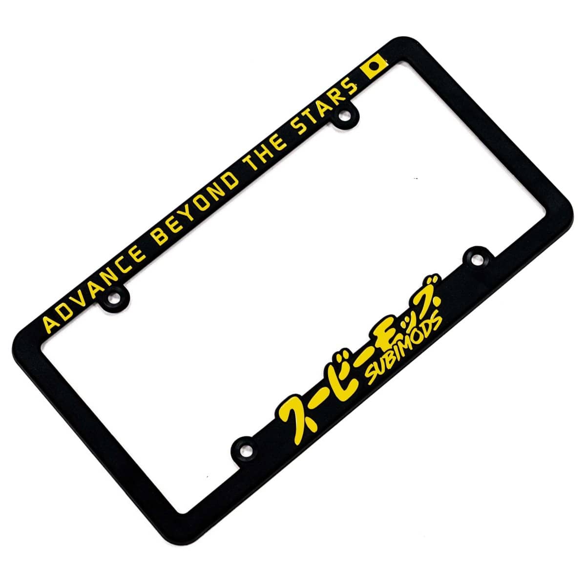 Subimods Official "Advance Beyond The Stars" License Plate Frame w/ Overseas Yellow Logo