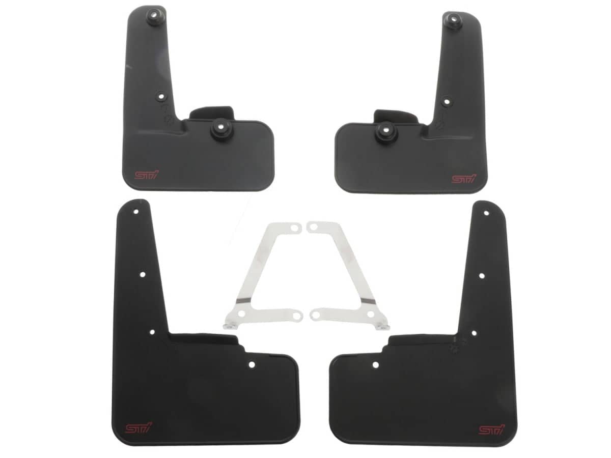 Subaru OEM Mudflap Set Black w/ Cherry Red STI Logo