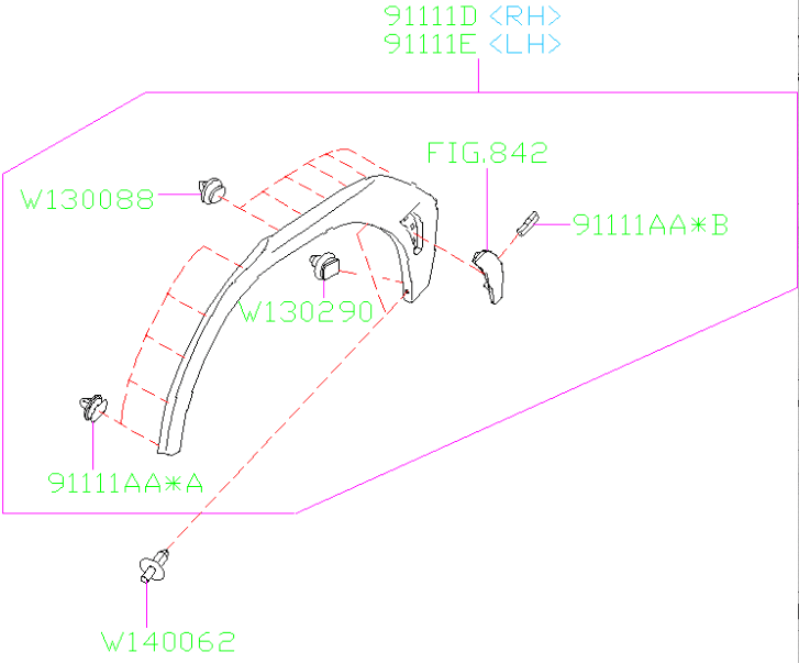 Subaru OEM Right Rear Fender Flare
