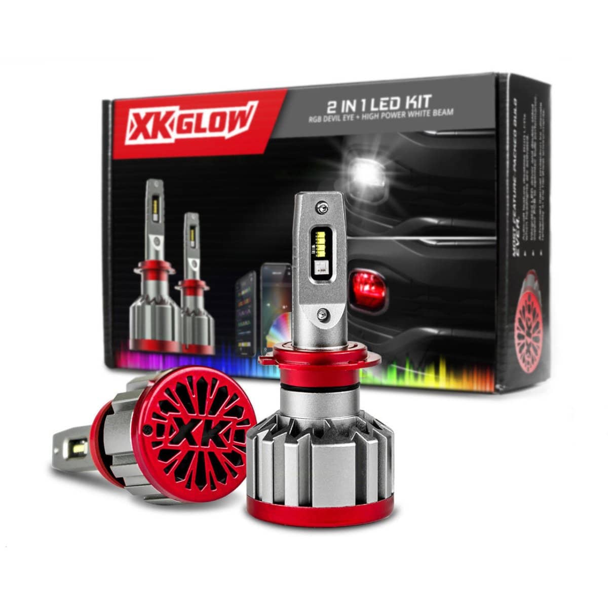 XKGlow 2 in 1 LED Bulb w/ Multi-color Devil Eye 9006 / HB4 Fitment | App-controlled