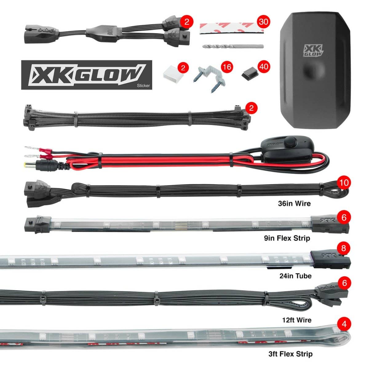 XKGlow Underglow + Interior + Wheel LED Accent Light Kit | App-controlled