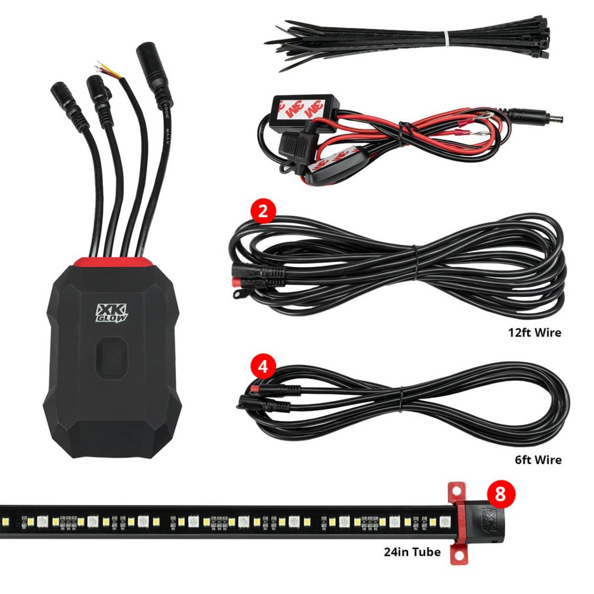 XKGlow Alpha LED Underglow Light Kit with RGBW Color Chasing | App-controlled
