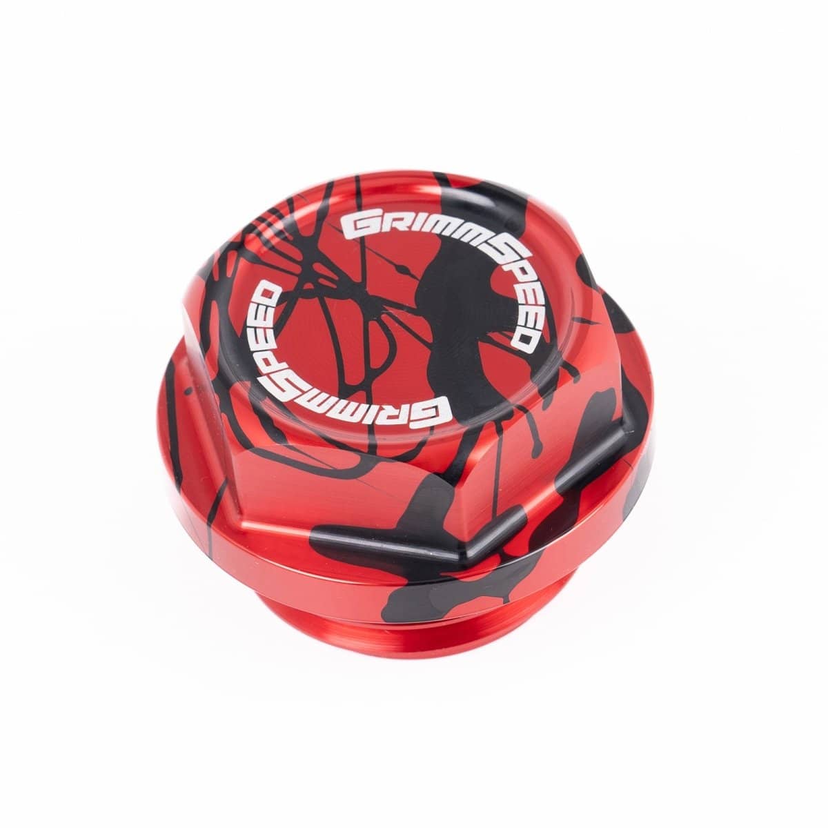 GrimmSpeed Bolt Style Red w/ Black Splatter Oil Cap