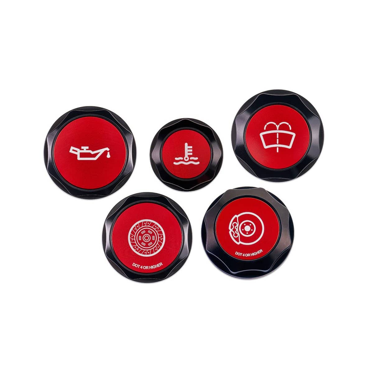 IAG Performance Revolve Engine Bay Dress Up Cap Kit Black w/ Red Accent / FRS