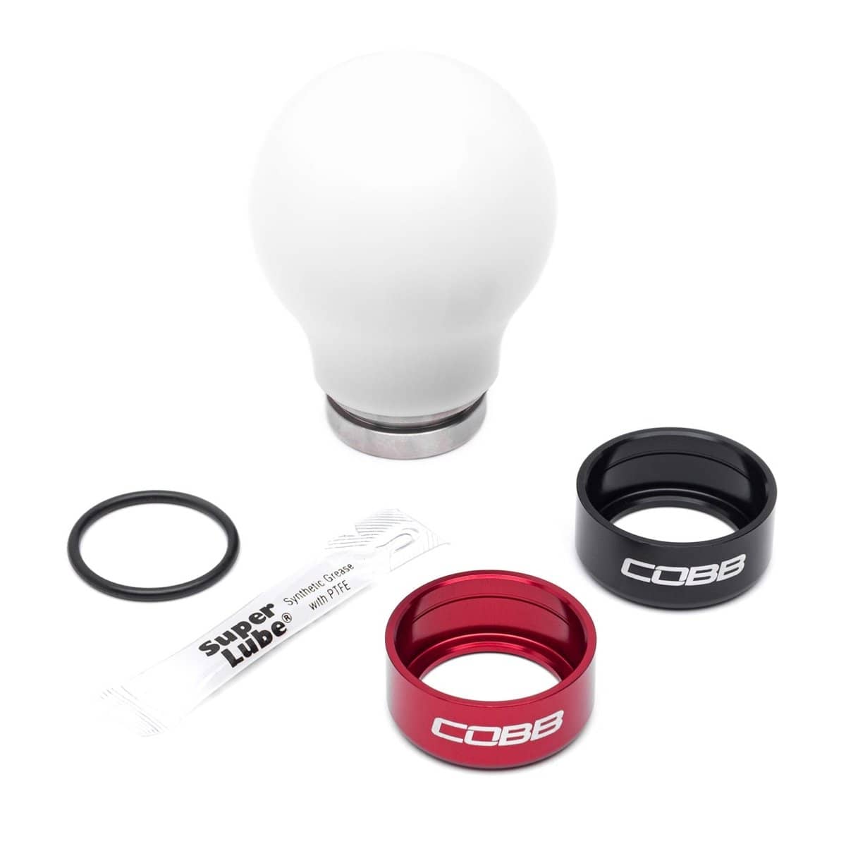 COBB Weighted Round Delrin Shift Knob White w/ Interchangeable Base 6 Speed