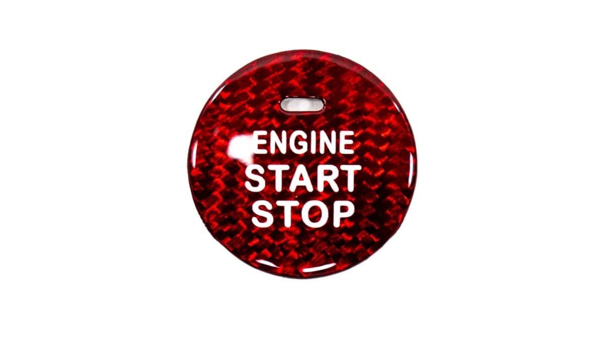 Molded Innovations Carbon Fiber Push Start Button Overlay Red w/ Push to Start Function