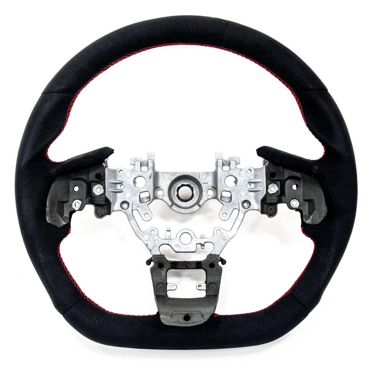 Molded Innovations OEM Plus Style Suede Steering Wheel w/ Red Double Stitch