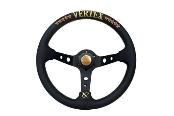 VERTEX 10 Star Steering Wheel 330mm Leather w/ Gold Stitching