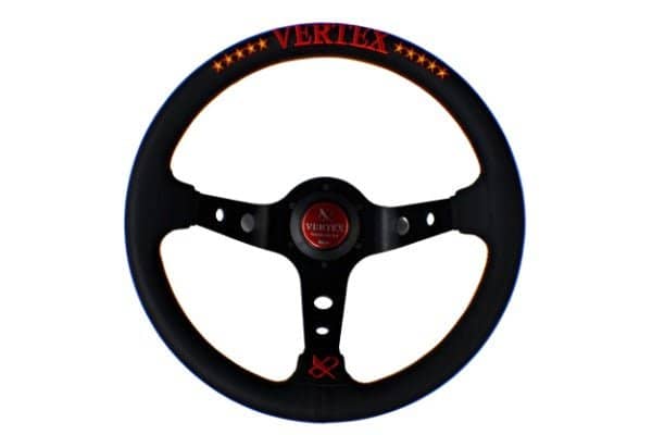 VERTEX 10 Star Steering Wheel 330mm Leather w/ Red Stitching