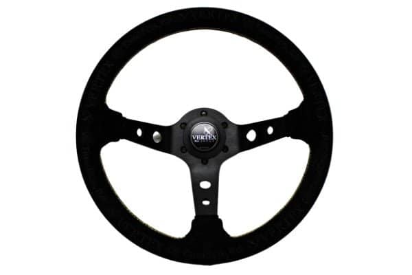VERTEX King Steering Wheel 330mm Suede w/ Gold Stitching