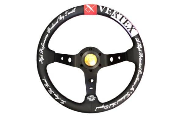 VERTEX Seize the Road Steering Wheel 330mm Leather w/ Red and White Stitching
