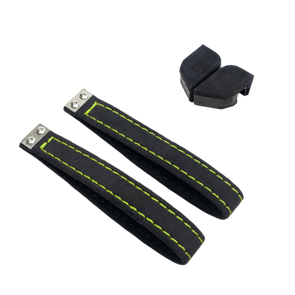 Billetworkz Alcantara Door Pull Strap Kit Pair Black w/ Neon Yellow Stitching