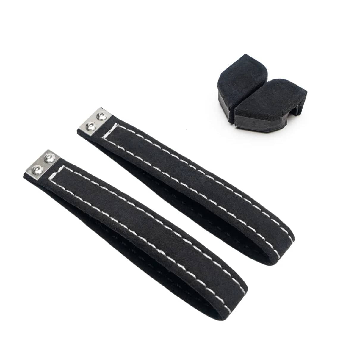 Billetworkz Alcantara Door Pull Strap Kit Pair Black w/ White Stitching