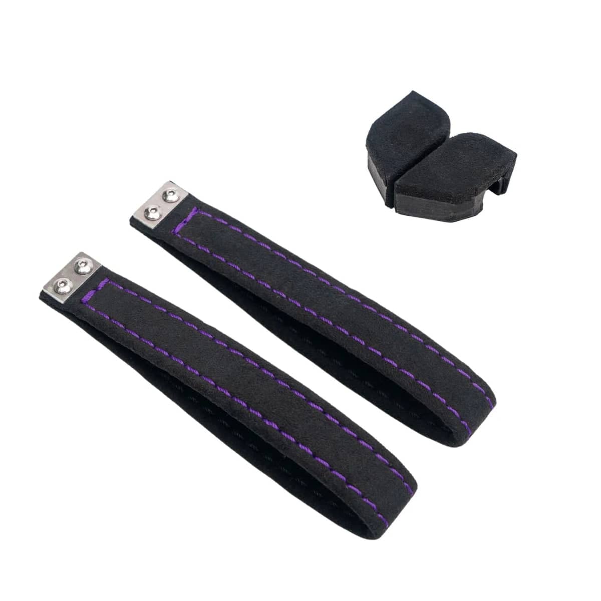 Billetworkz Alcantara Door Pull Strap Kit Pair Black w/ Purple Stitching