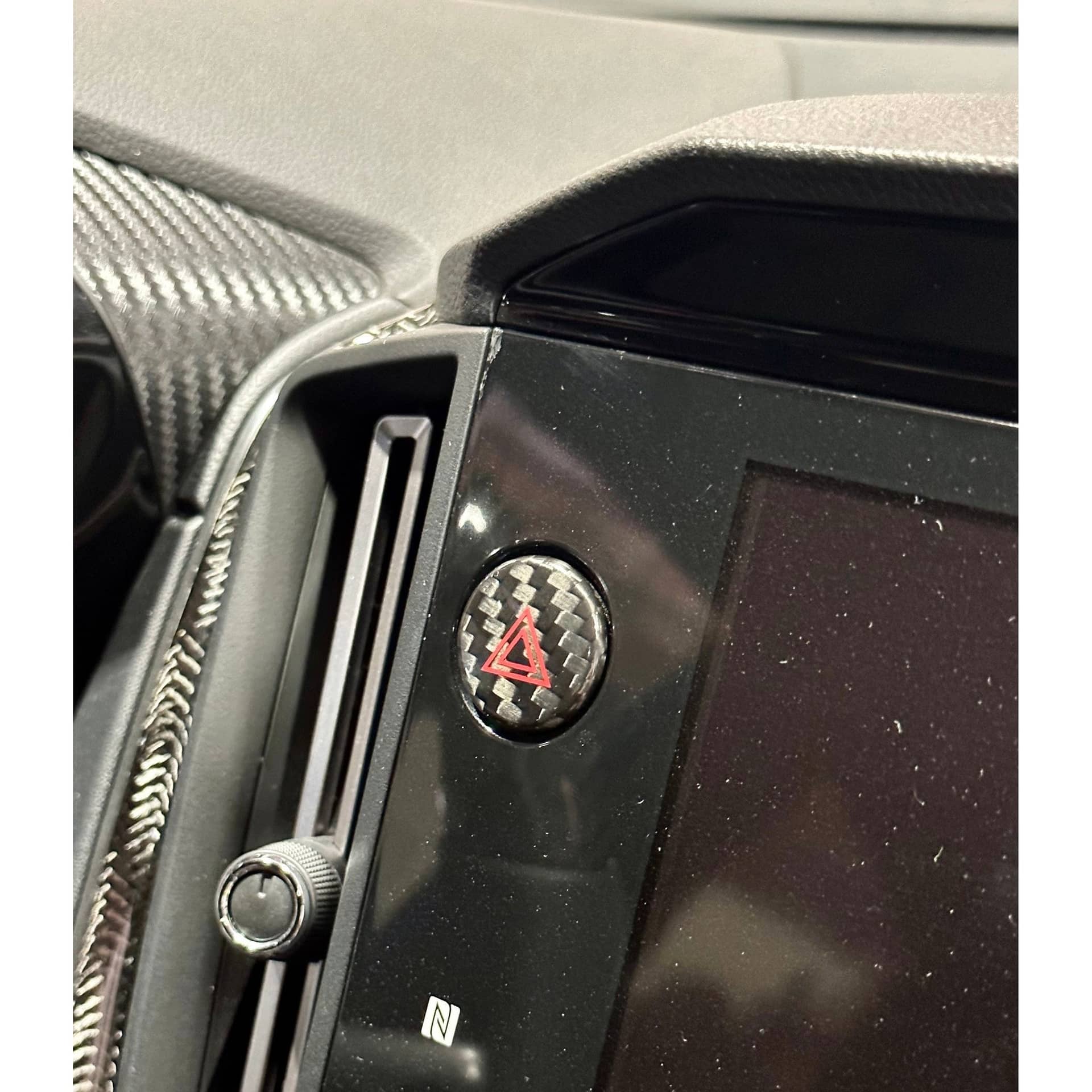 Noble Performance Gloss Carbon Fiber Hazard Button Overlay WRX