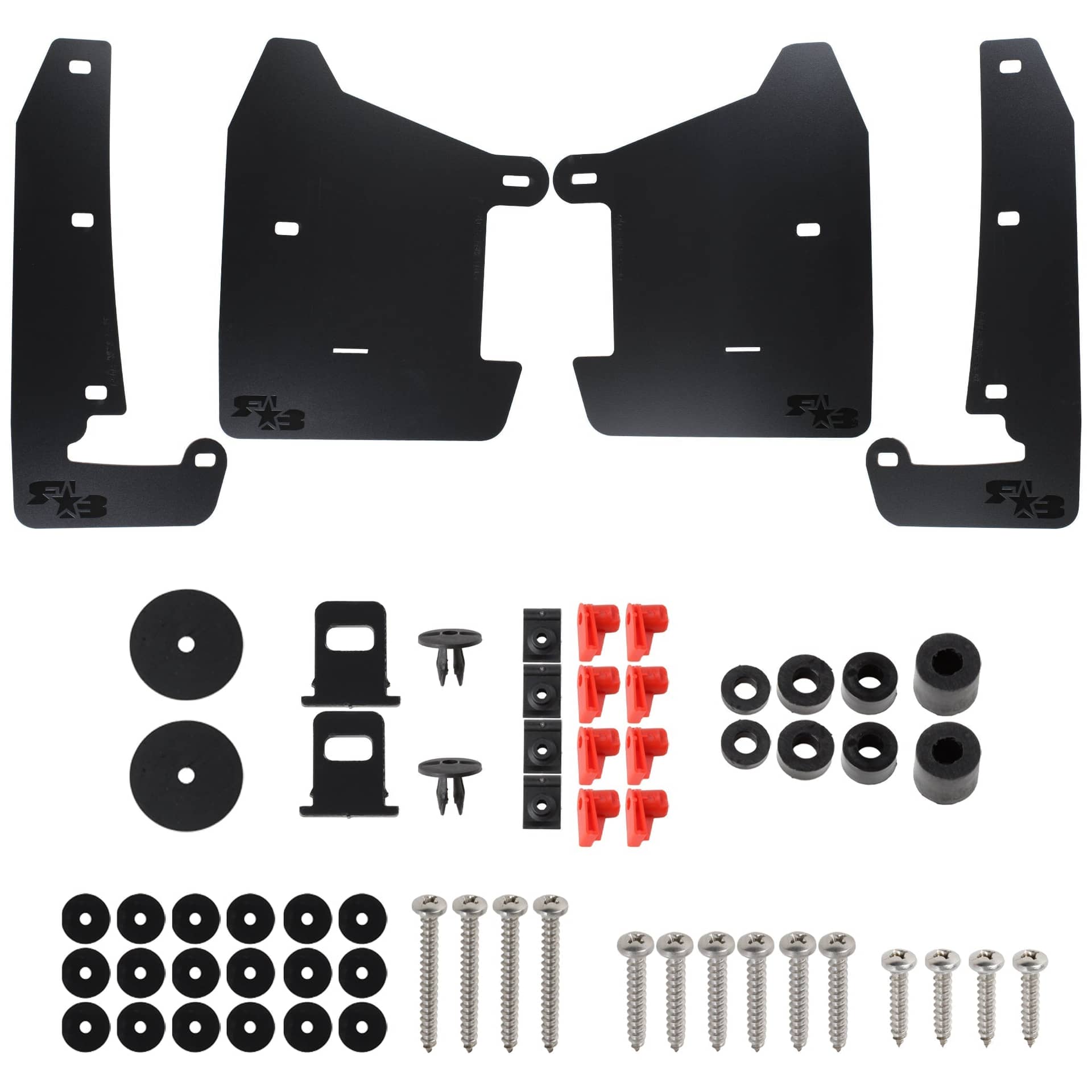 RokBlokz Short Rally Mud Flaps Black Flaps w/ Black Logo WRX 22-26 | S-VB-S-BLK/BLK
