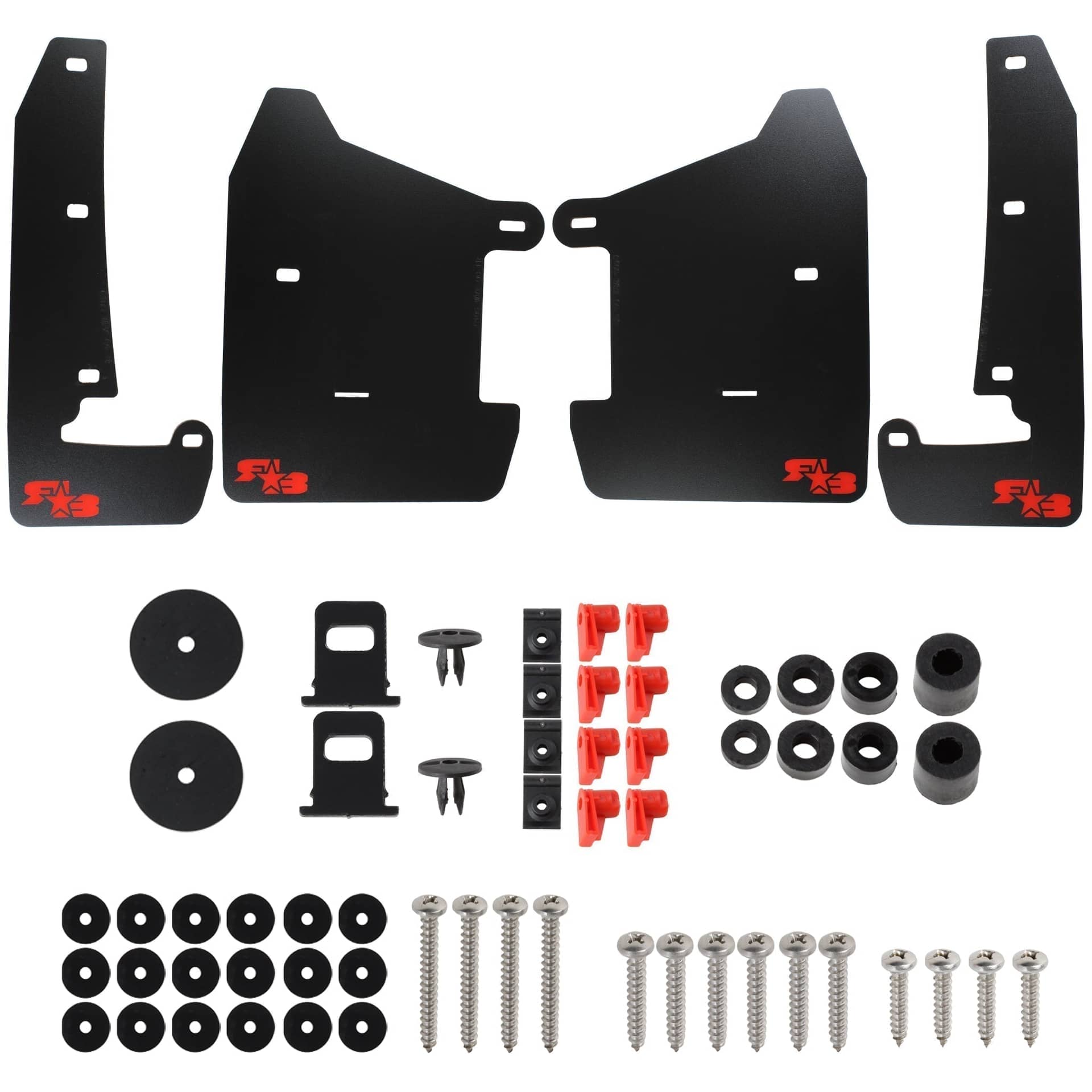 RokBlokz Original Rally Mud Flaps Black Flaps with Red Logo WRX 22-26 | S-VB-O-BLK/RED
