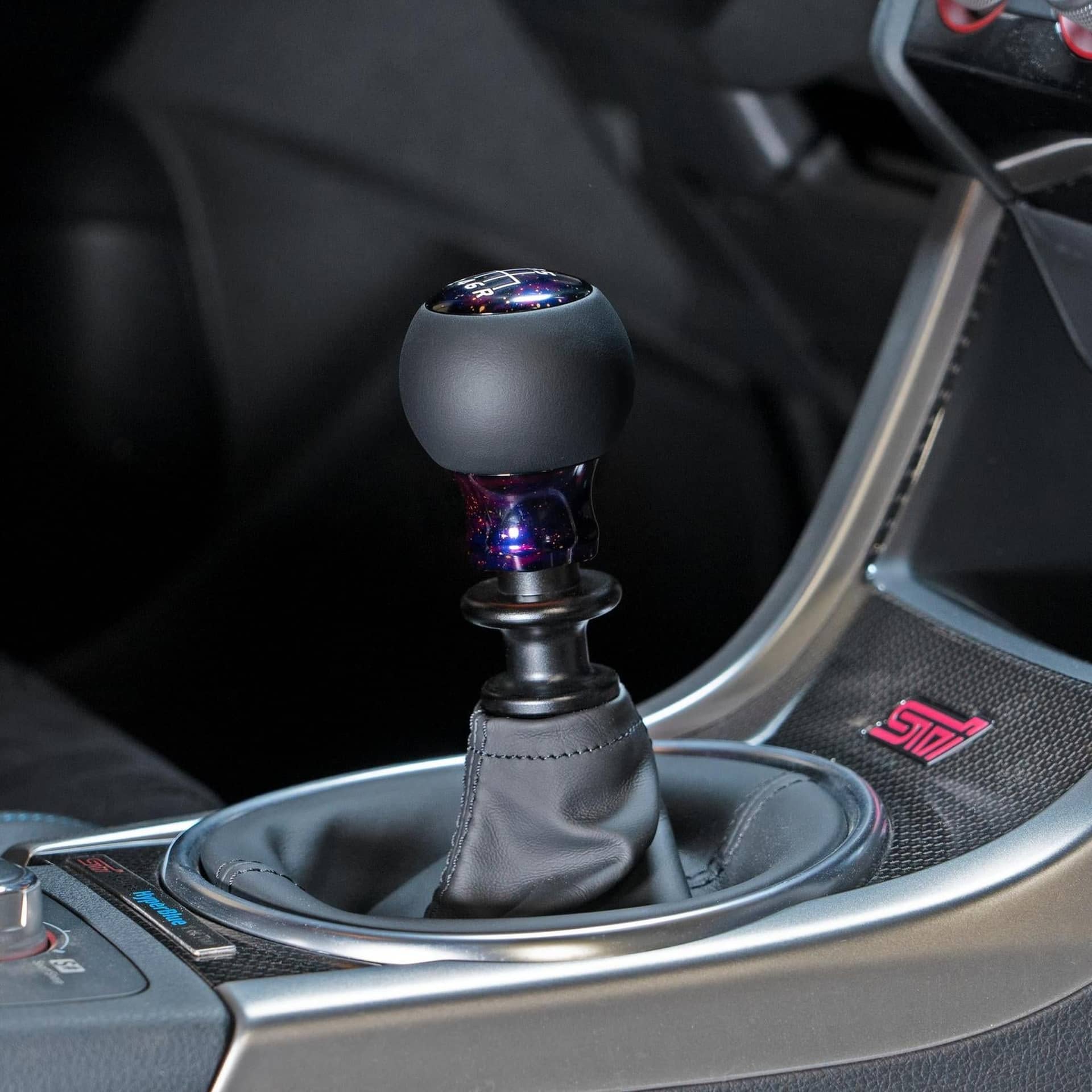 Billetworkz Fusion Weighted Shift Knob 6-Speed Leather Purple Cosmic WRX 15-26 / STI 04-21 | BW-KNB-SUB6-VEL6-PC-FUL