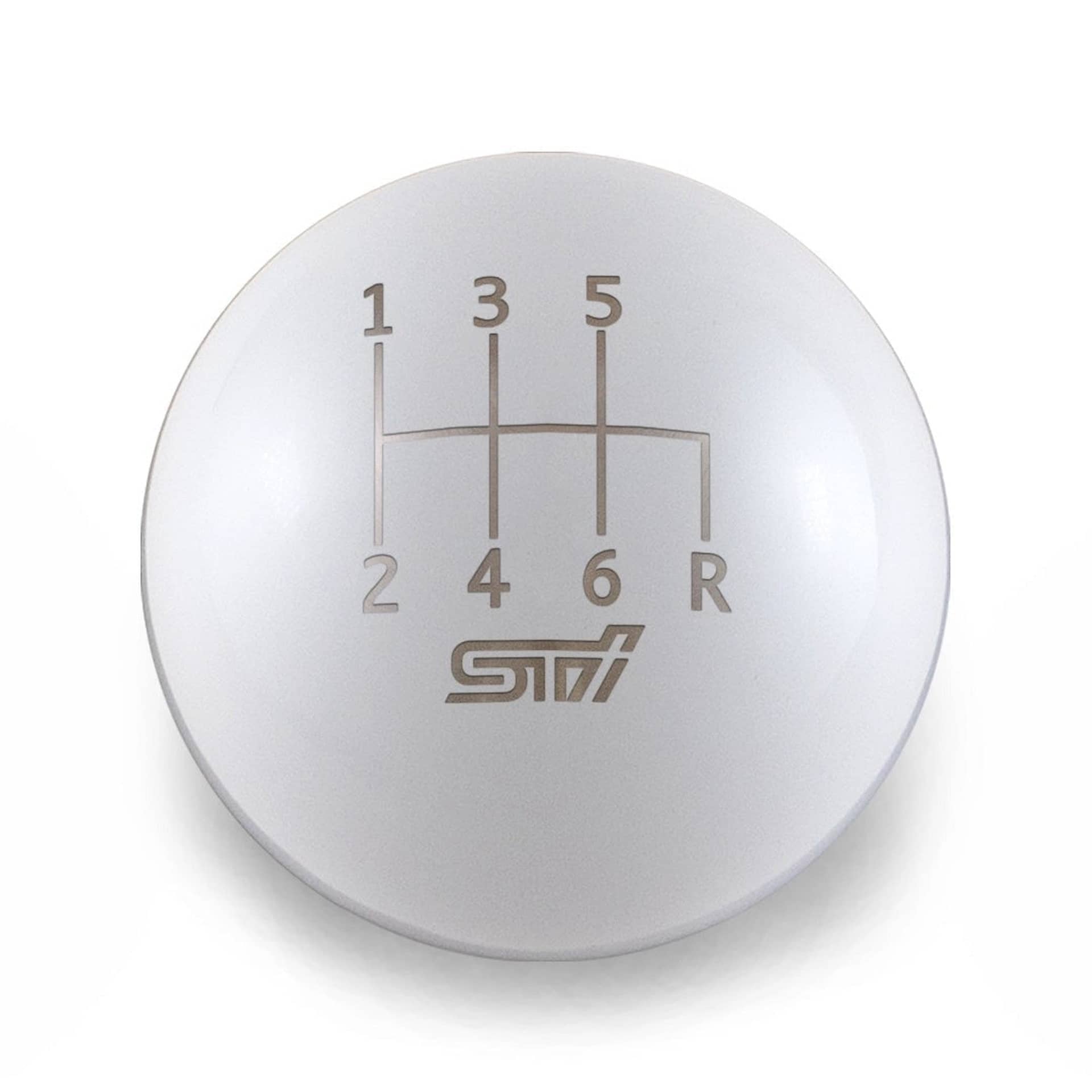Billetworkz Weighted Shift Knob STI 6-Speed Engraving STI / WRX 15-26 Gloss White Sphere | BW-KNB-STI6-SSTI-GWHT-SP