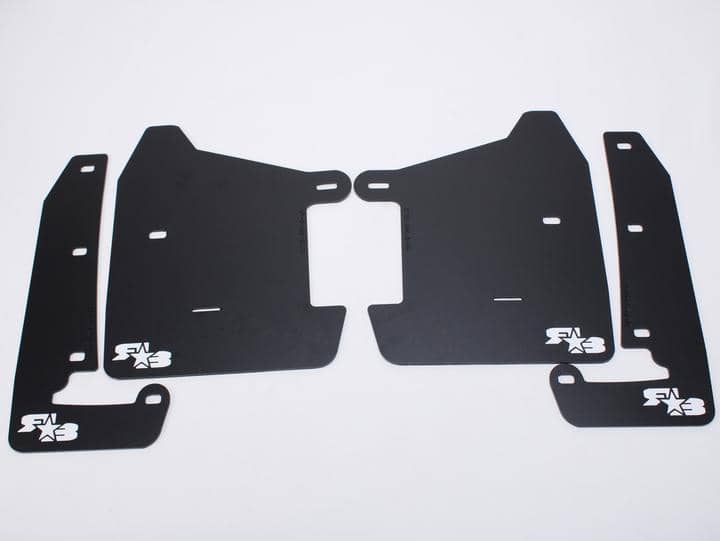 RokBlokz Short Rally Mud Flaps Black Flaps White Logo | S-VB-S-BLK/WHT