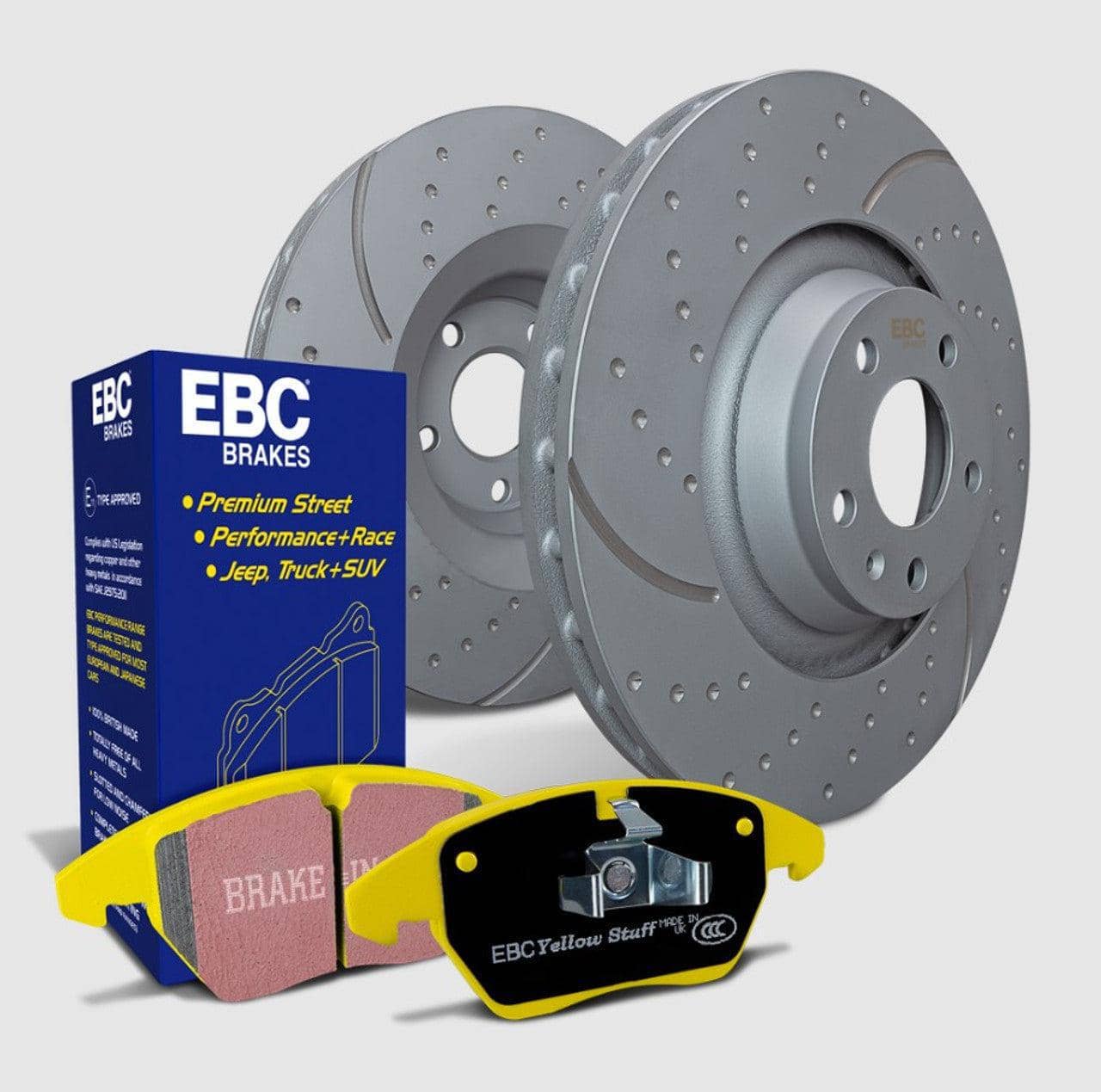 EBC S5 Yellowstuff Sport Rear Brake Pads and Gray GD Rear Rotors Kit WRX | S5KR1835