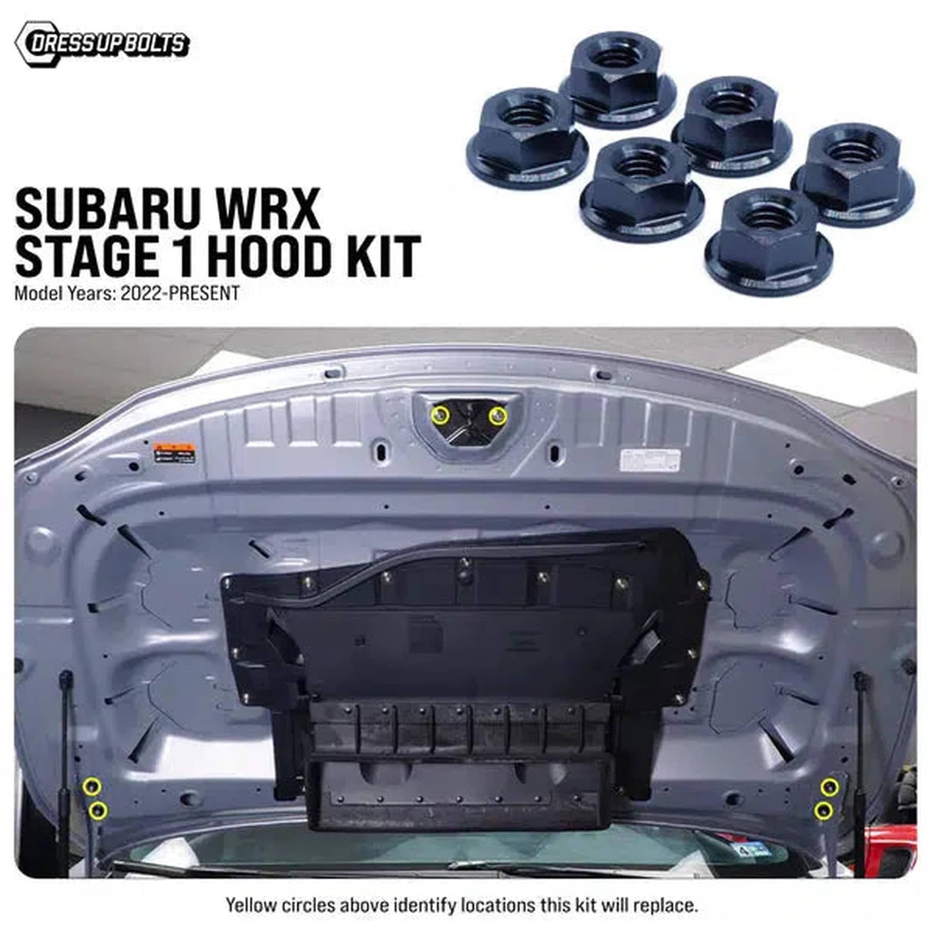 Dress Up Bolts Stage 1 Titanium Hardware Hood Kit WRX | SUB-040-Ti