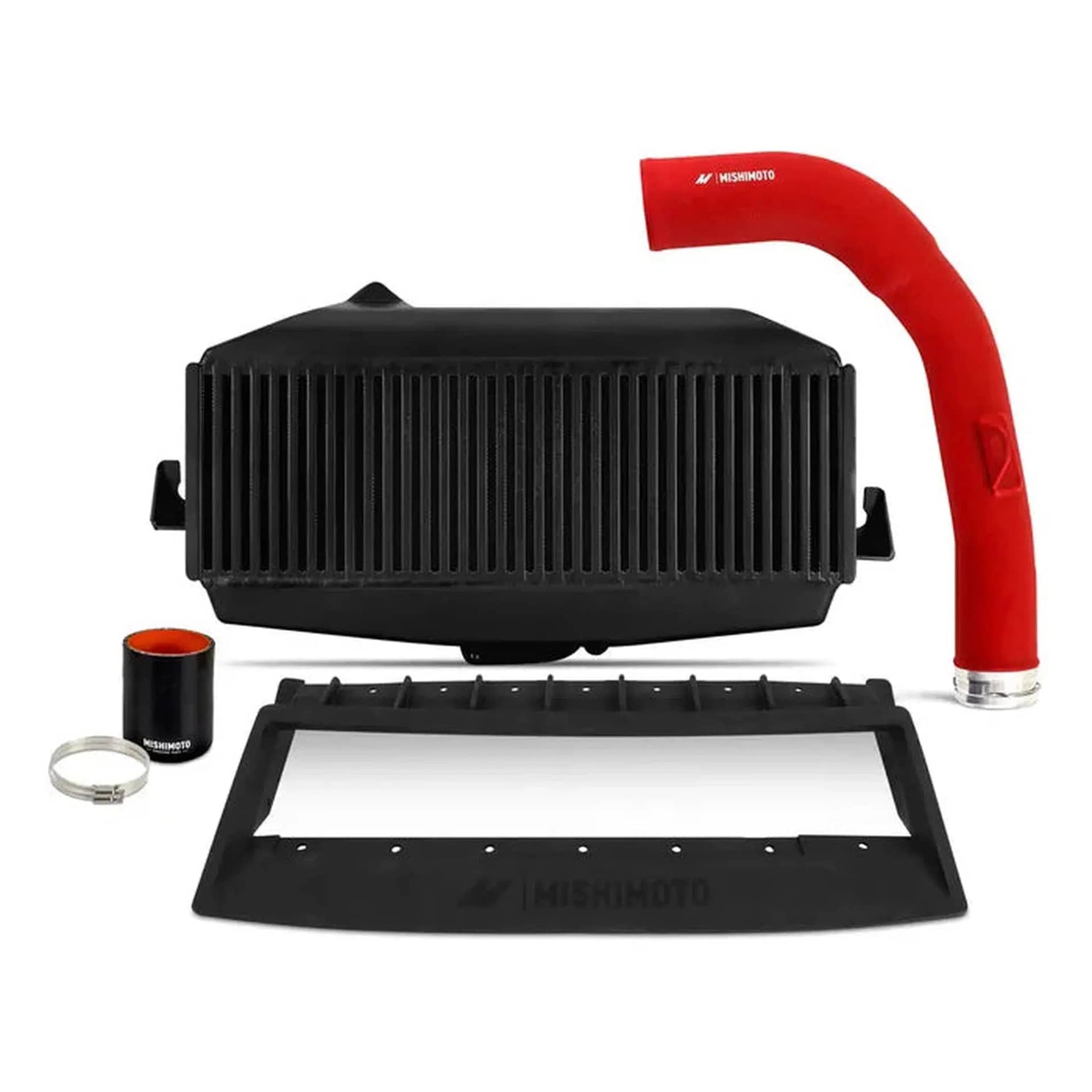 Mishimoto Top Mount Intercooler Kit Black Core Red Pipes WRX | MMTMIC-WRX-22KBKRD