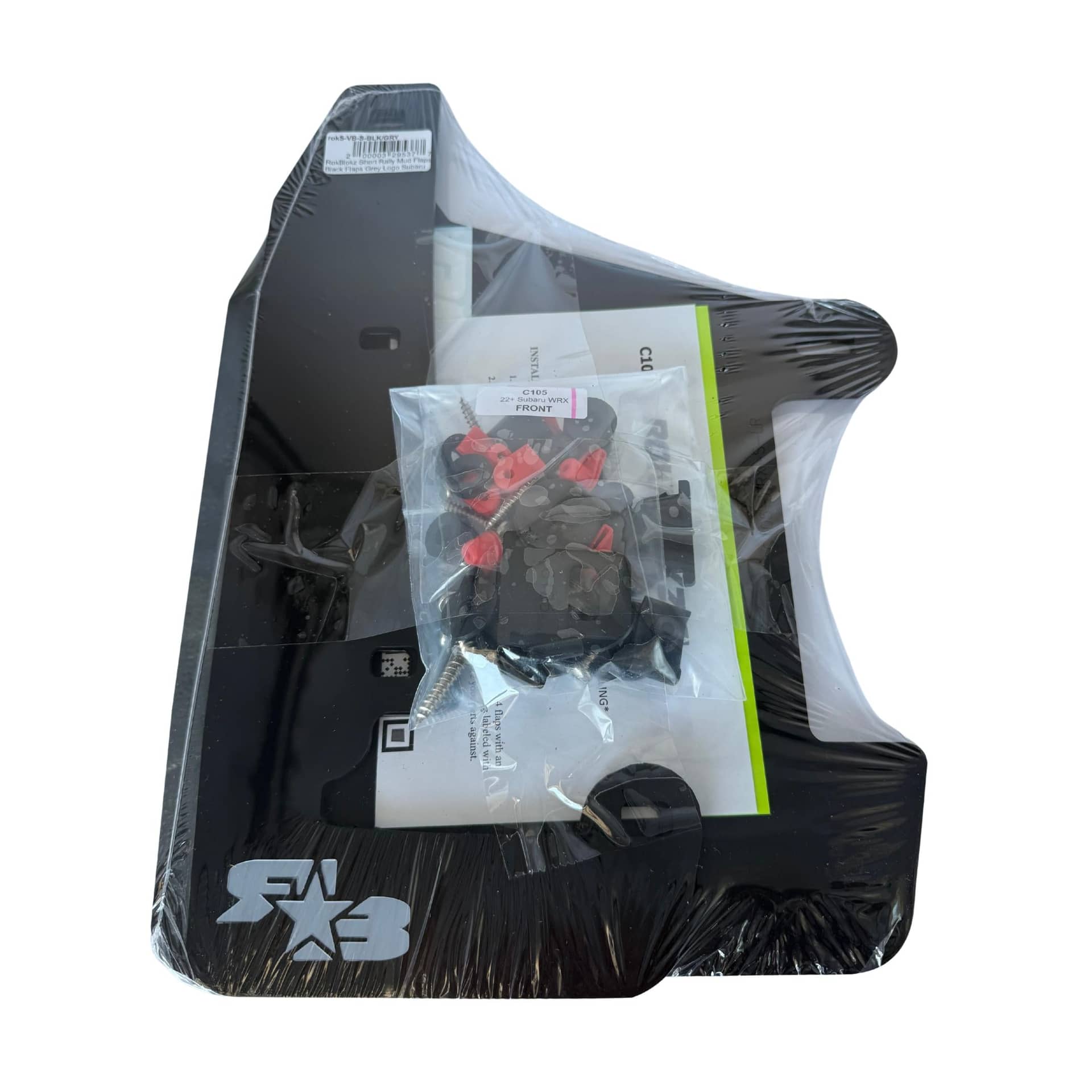 RokBlokz Short Rally Mud Flaps Black Flaps Grey Logo | S-VB-S-BLK/GRY