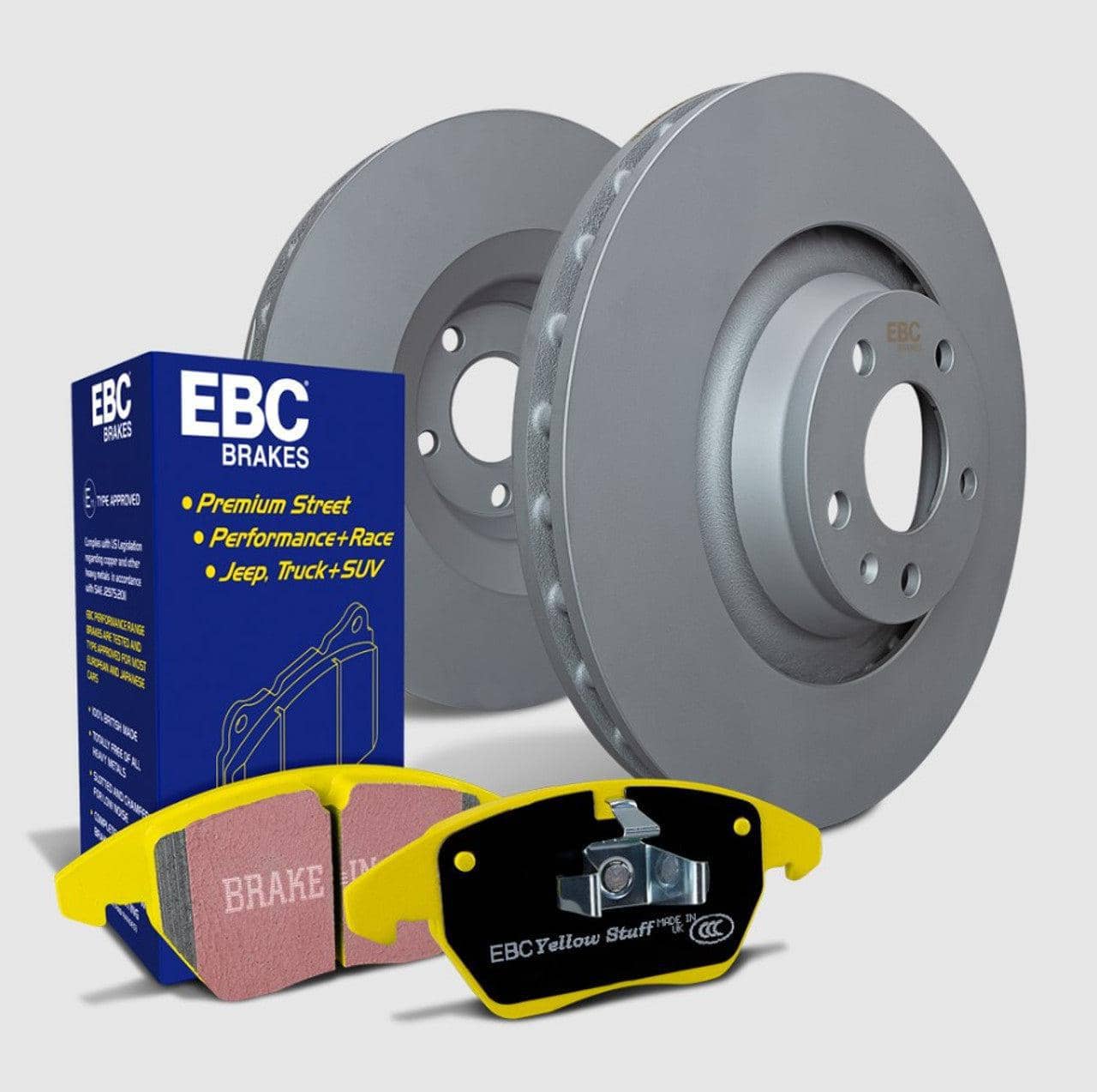 EBC S13 Yellowstuff Sport Front Brake Pads and Black RK Front Rotors Kit WRX | S13KF2259
