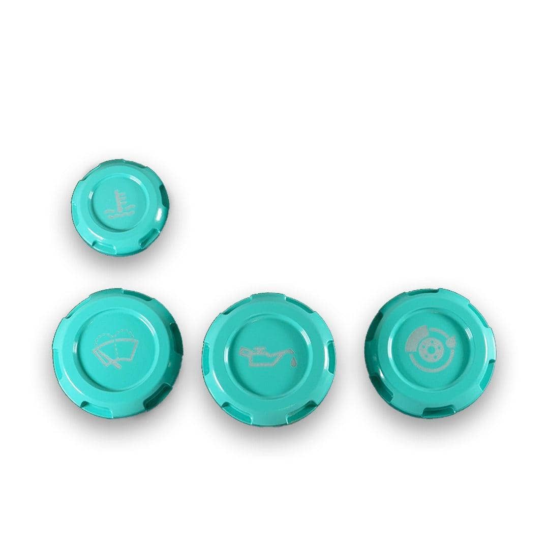 Billetworkz Engine Bay Caps Zero Series Hyper Teal WRX with Fluid Engraving | BW-EBCZ-SUB-VAWRX-HYTL-E