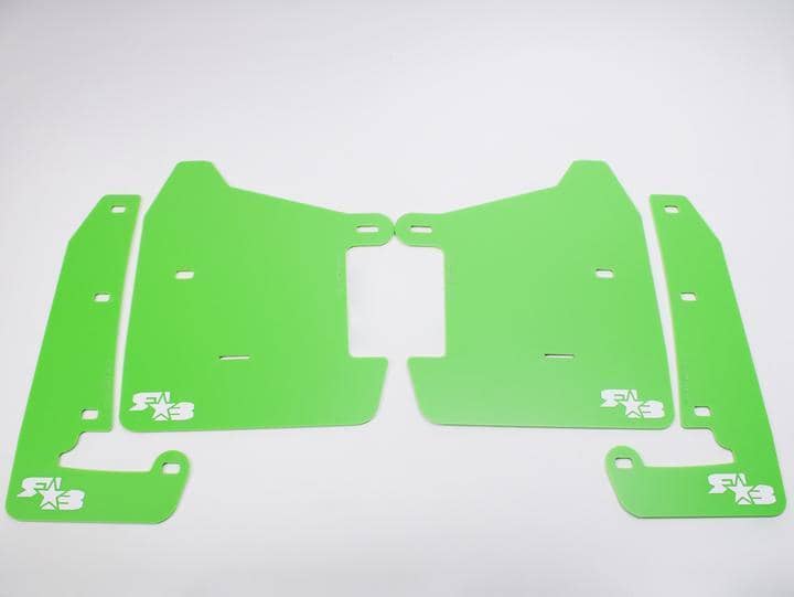 RokBlokz Short Rally Mud Flaps Lime Green Flaps White Logo | S-VB-S-LGR/WHT