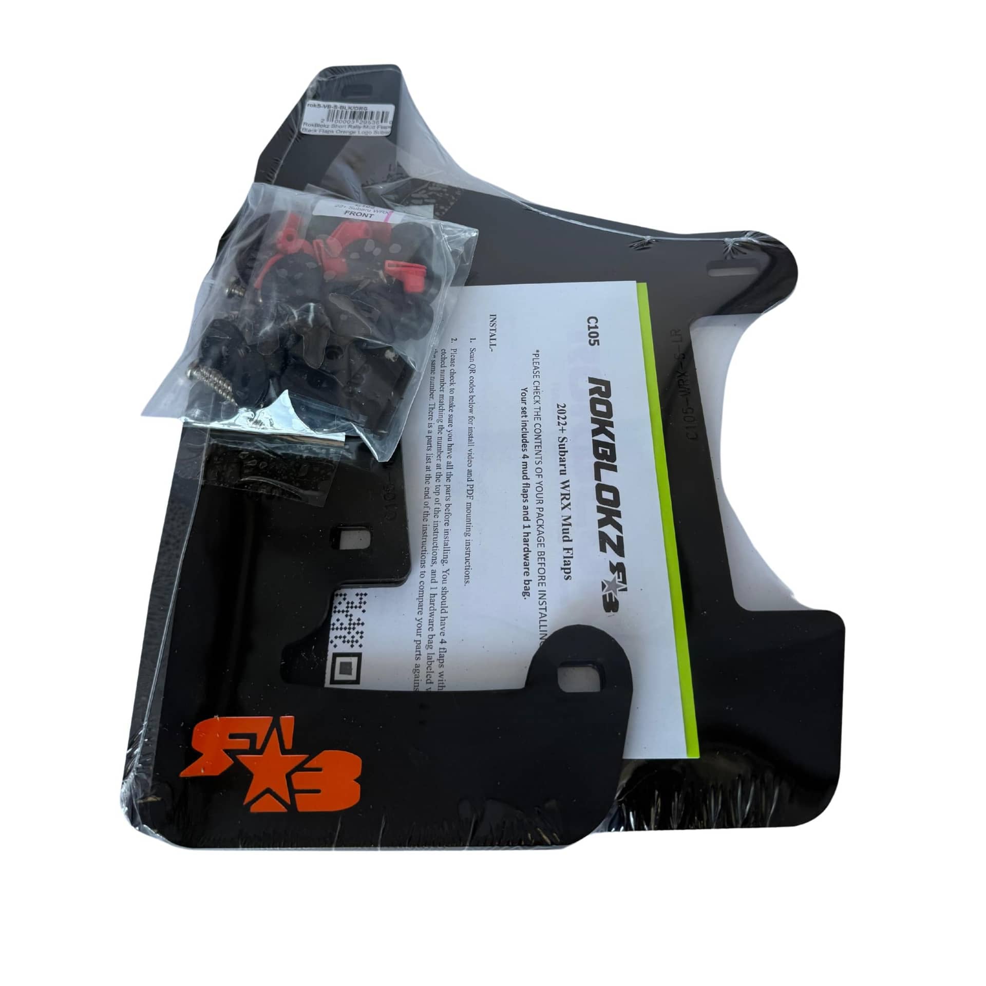 RokBlokz Short Rally Mud Flaps Black Flaps Orange Logo | S-VB-S-BLK/ORG