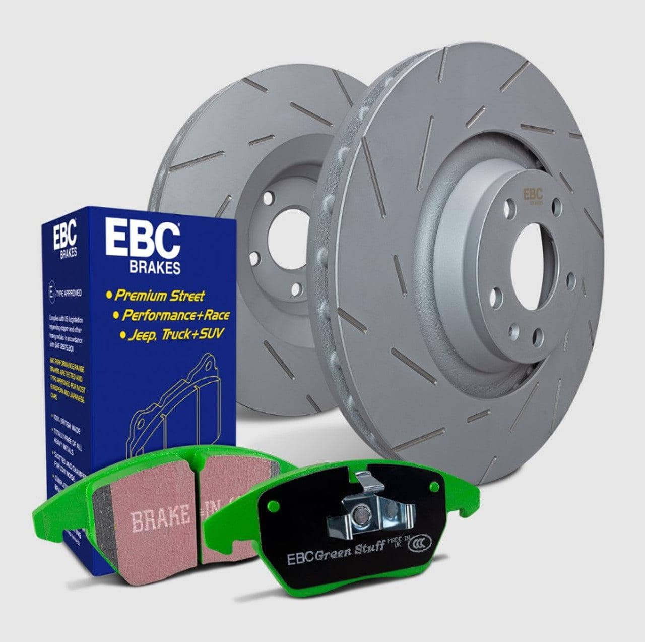 EBC Stage 2 Greenstuff Brake Pad and Slotted Rotor Kit Front Greenstuff WRX | S2KF1991