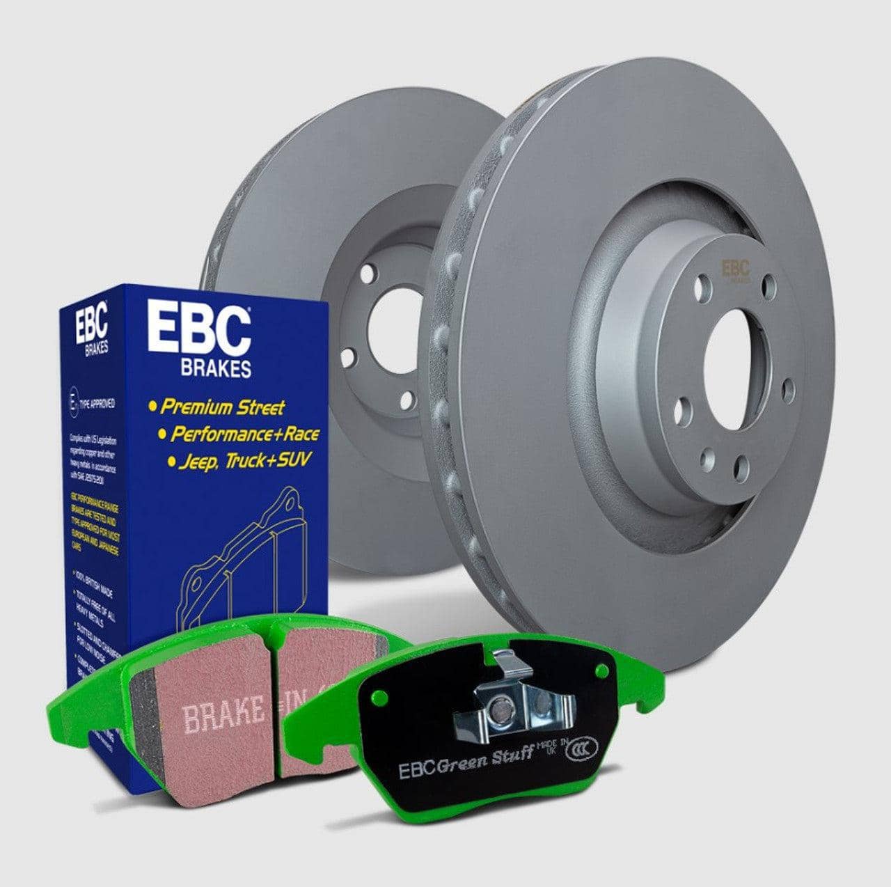 EBC S11 Greenstuff Brake Pads and Gray RK Rotors Front Kit WRX | S11KF1876