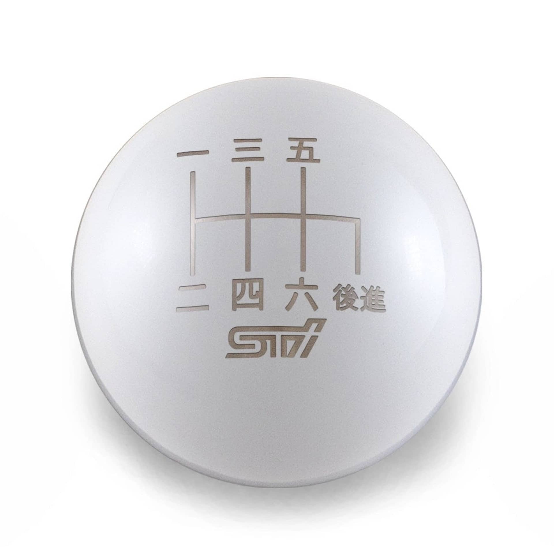 Billetworkz Weighted Shift Knob STI 6-Speed Japanese Engraving STI / WRX Gloss White Tall Teardrop | BW-KNB-STI6-JPSTI-GWHT-TT