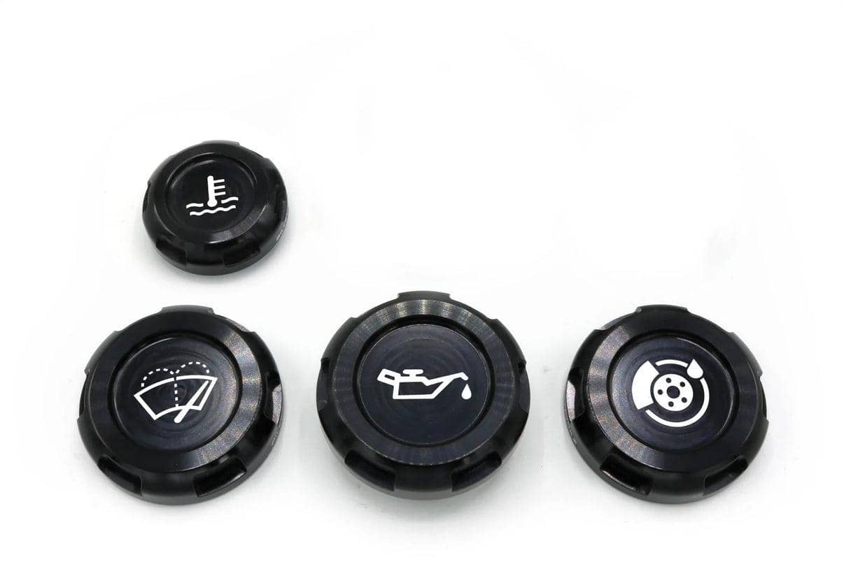Billetworkz Engine Bay Caps Zero Series Black WRX with Fluid Engraving | BW-EBCZ-SUB-VAWRX-BLK-E