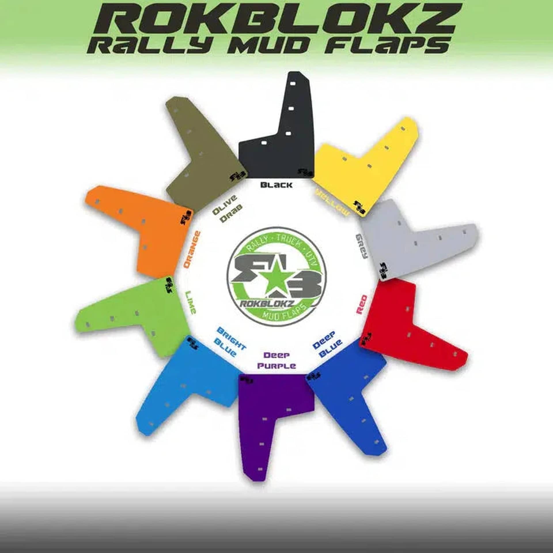 RokBlokz Original Rally Mud Flaps Deep Blue Flaps Black Logo | S-VB-O-DBL/BLK