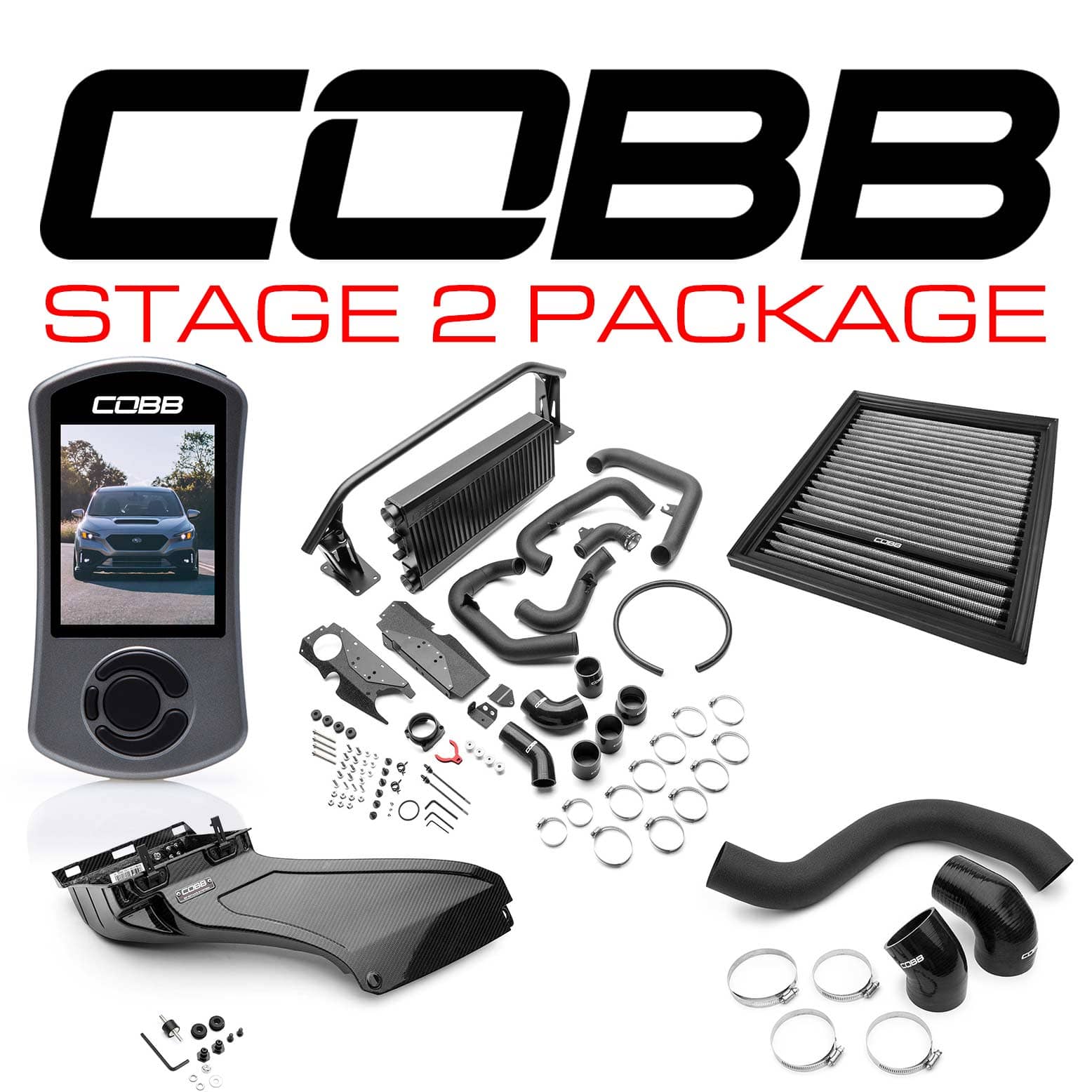 COBB Stage 2 Power Package (FMIC) Gloss Carbon Fiber WRX